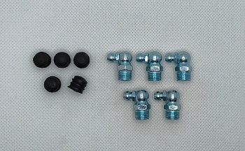 Комплект угловых пресс-масленок М10х1 90 градусов с защитным колпачком 10 шт Комплект угловых пресс-масленок М10х1 90 градусов с защитным колпачком 10 шт