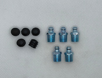 Комплект прямых пресс-масленок М8х1 с защитным колпачком 10 шт Комплект прямых пресс-масленок М8х1 с защитным колпачком 10 шт